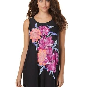 Soma -Sleeveless Scarf Hem Swing Tunic Tank - Evanescence Black